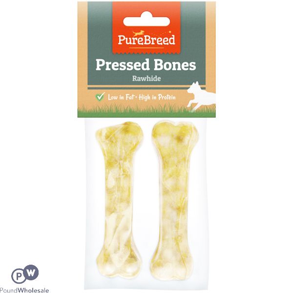 Pure Breed Rawhide Pressed Dog Bones 2 Pack