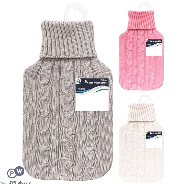 DID Hot Water Bottle & Knitted Cover 2l Assorted Colours