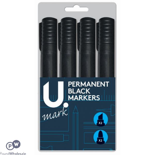 U. Black Permanent Markers 4 Pack