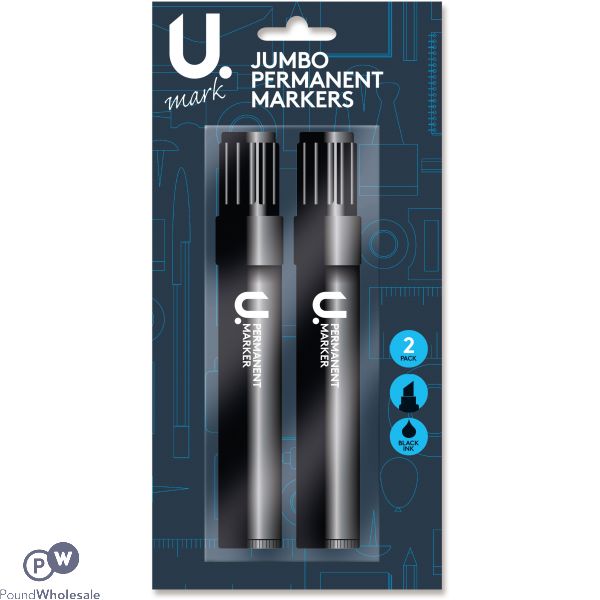 2pk Jumbo Black Permanent Markers 