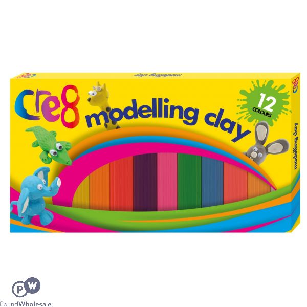 Cre8 Assorted Colour Modelling Clay Set 12 Pack