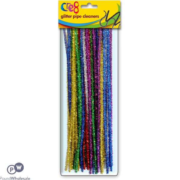 Cre8 Assorted Colour Glitter Pipe Cleaners 