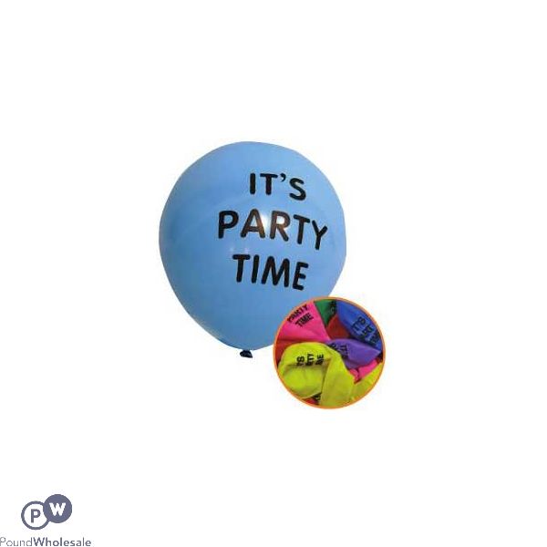 "it's Party Time" Balloons 12 Pack