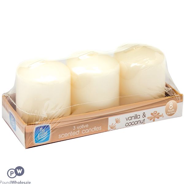 Pan Aroma Vanilla & Coconut Votive Scented Candles 3 Pack