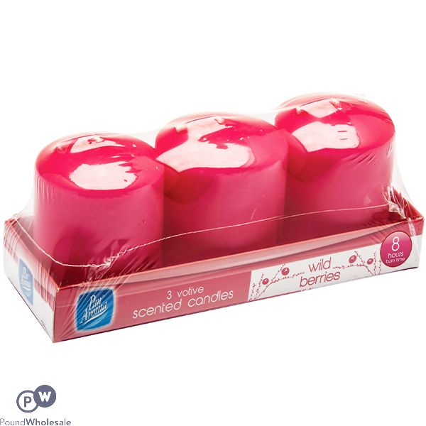 Pan Aroma Wild Berries Votive Scented Candles 3 Pack