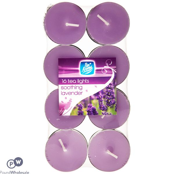 Pan Aroma Soothing Lavender Tea Light Candles 16 Pack
