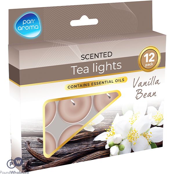 Pan Aroma Vanilla Bean Scented Tea Lights 12 Pack