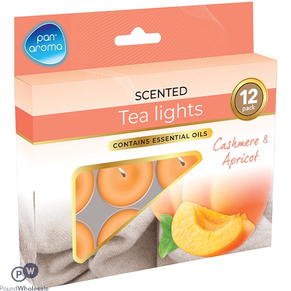 Pan Aroma Cashmere & Apricot Scented Tea Lights 12 Pack