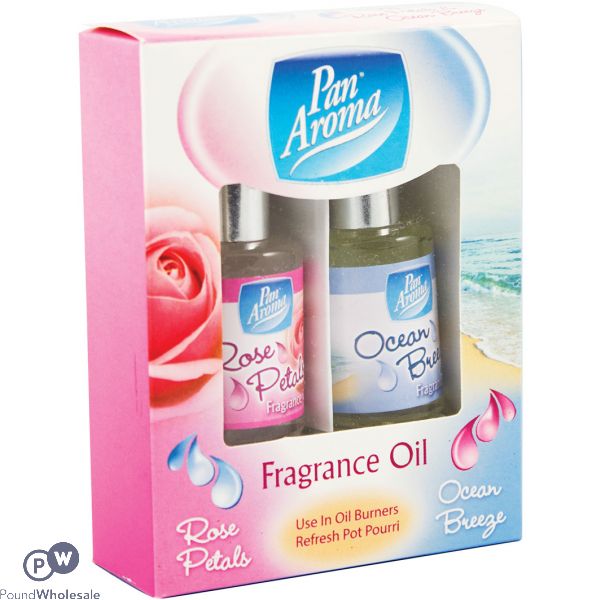 Pan Aroma Rose Petals & Ocean Breeze Fragrance Oils 10ml 2 Pack