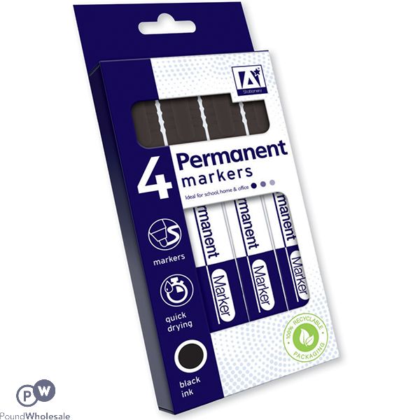 Permanent Markers Black 4 Pack