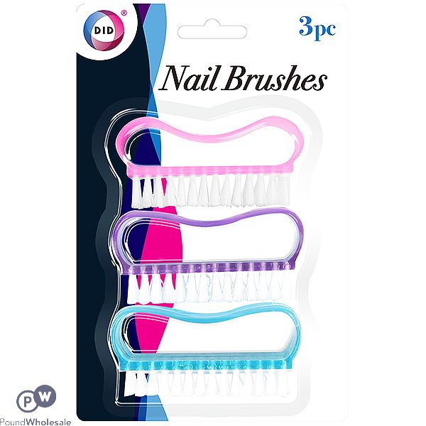 DID Nail Brushes 3 Assorted Colours 3pc