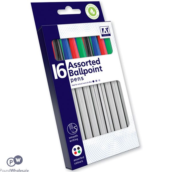 Ballpoint Pens Assorted Colours 16 Pack