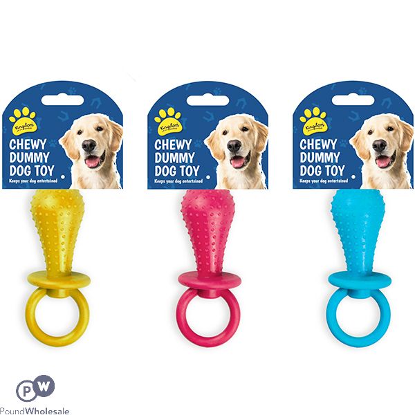 Kingdom Rubber Chewy Dummy Dog Toy Assorted Colours