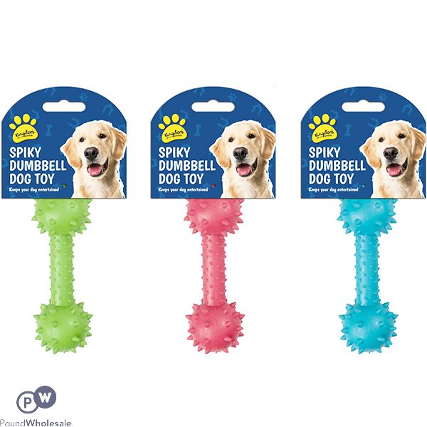 Kingdom Rubber Spiky Dumbbell Dog Toy 14.5cm Assorted Colours