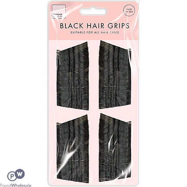 Forever Beautiful Black Hair Grips 200 Pack