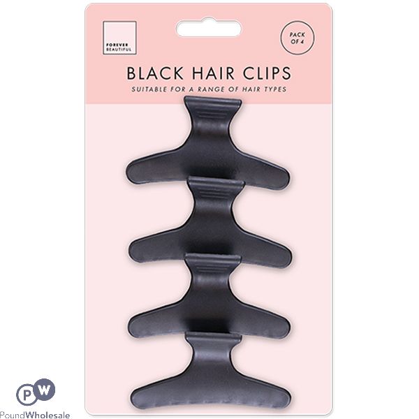 Forever Beautiful Black Hair Clips 4 Pack