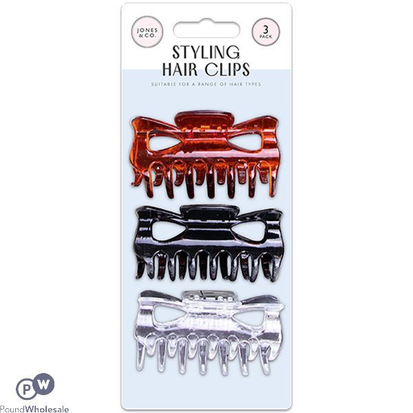 Jones & Co Claw Styling Hair Clips 3 Pack