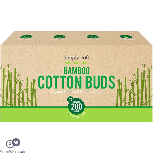 Simply Soft Biodegradable Bamboo Cotton Buds 5 X 200 Pack