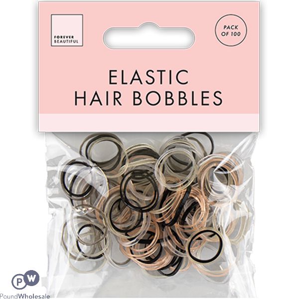 Forever Beautiful Mixed Round Elastic Hair Bobbles 100 Pack