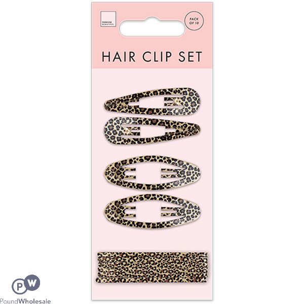 Forever Beautiful Leopard Print Hair Clip Set 10 Pack