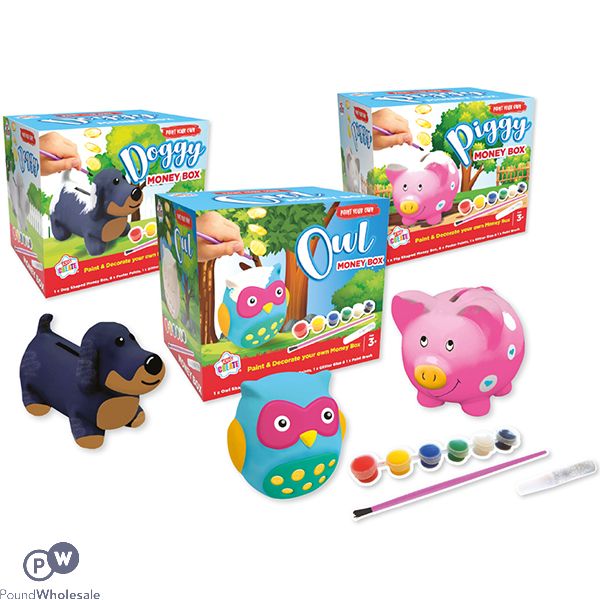Kids Create Paint Your Own Money Box 3 Assorted Designs