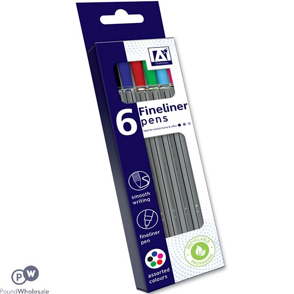 Fineliners Assorted Colours 6 Pack