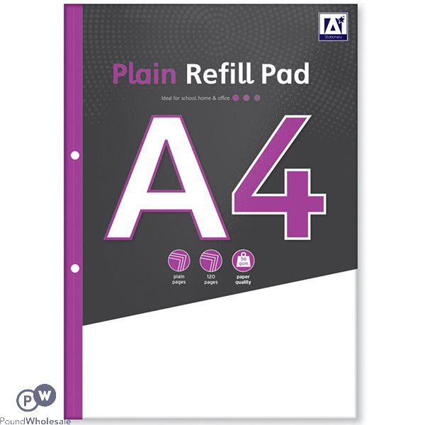 A4 Plain Refill Pad 56gsm 120 Pages