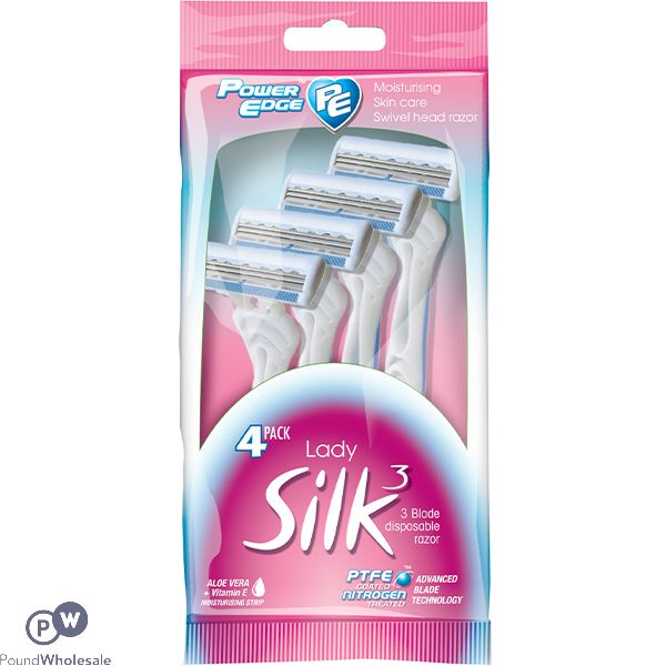 Power Edge Lady Silk 3 Blade Moisturising Disposable Razor 4 Pack