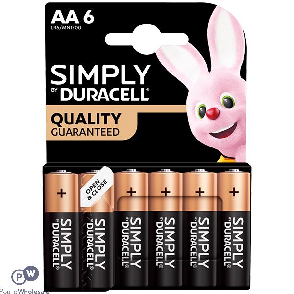Duracell Simply AA LR6/MN1500 Alkaline Batteries 6 Pack