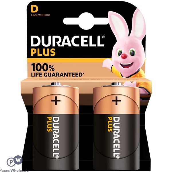 Duracell Plus LR20/MN1300 D 1.5V Batteries 2 Pack