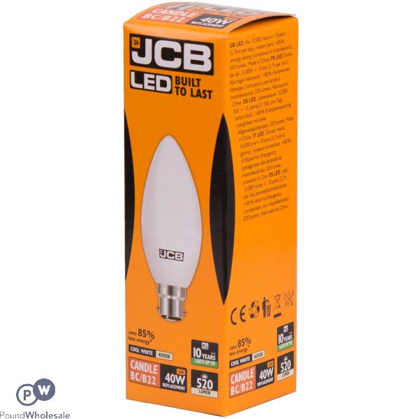 JCB LED Candle 6W=40W Cool White Bayonet Cap