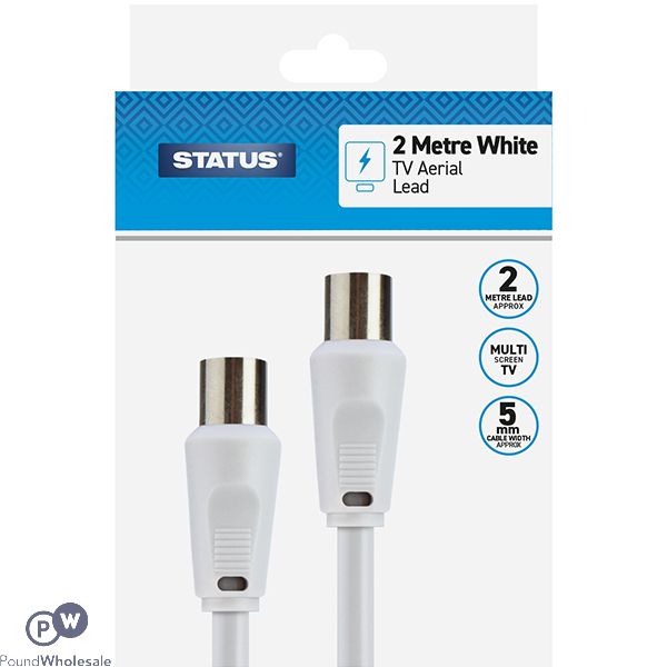 Status White 5mm Tv Aerial Lead 2m Cdu