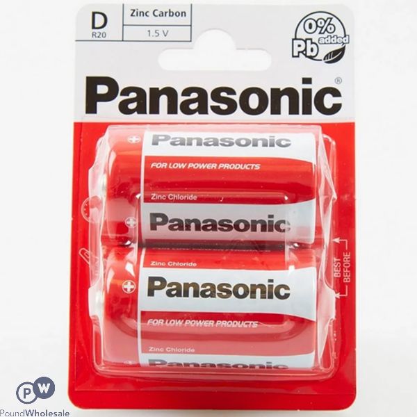 Panasonic D Zinc Carbon R20 Size L 1.5V Batteries 2 Pack
