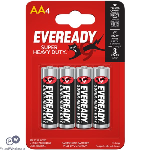 Eveready Super Heavy Duty Aa Batteries 4 Pack