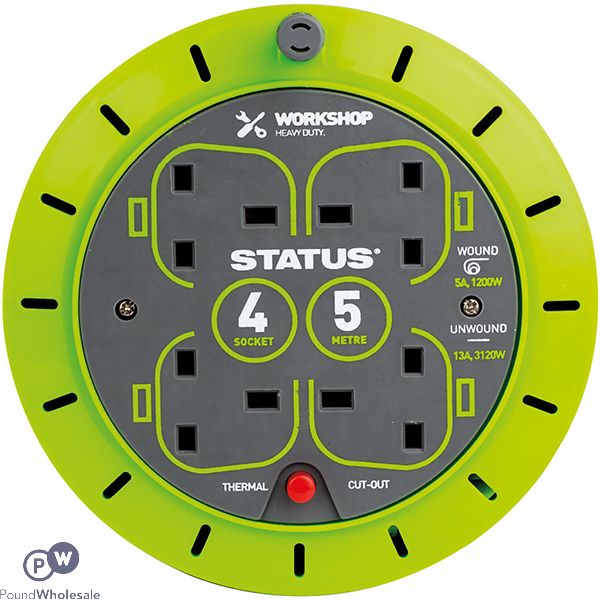 Status 13amp 4-Way TC Extension Cable Reel 5m