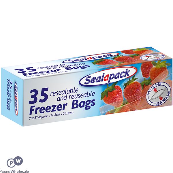 Sealapack Resealable & Reusable Freezer Bags 7" X  8" 35 Pack