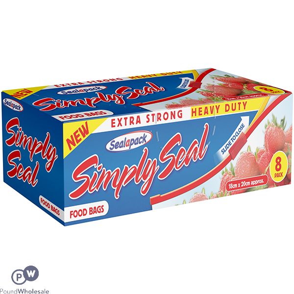 Sealapack Simply Seal Extra Strong Food Bags 18cm X 20cm 8 Pack