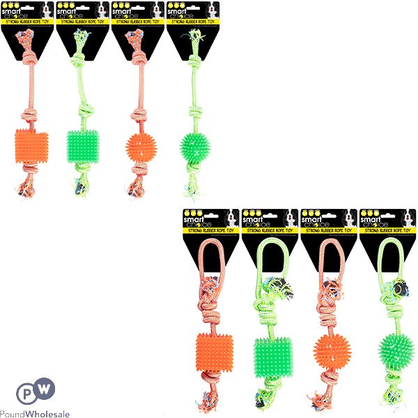 Smart Choice Rubber Cube & Ball Rope Tug Dog Toy Assorted Colours