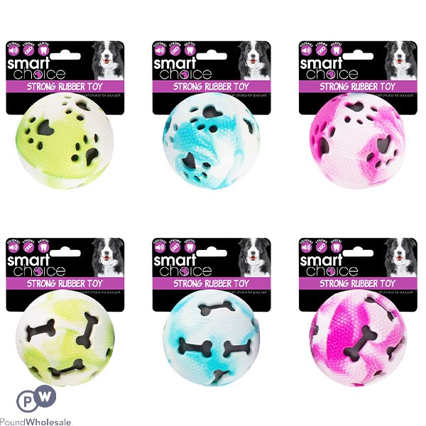 Smart Choice Rubber Squeaker Ball Dog Toy 7.5cm Assorted Colours
