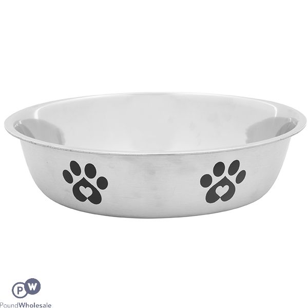 Smart Choice Polished Stainless Steel Paw Print Dog Bowl 1400ml