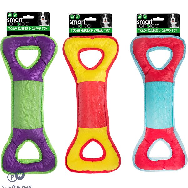 Smart Choice Squeaky Canvas Dog Toy 36cm Assorted Colours