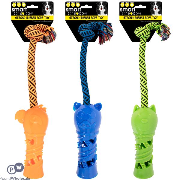 Smart Choice Animal Rubber Rope Tug Dog Toy 48cm Assorted