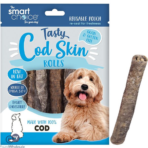 Smart Choice Cod Skin Rolls Dog Treats 100g 8 Pack