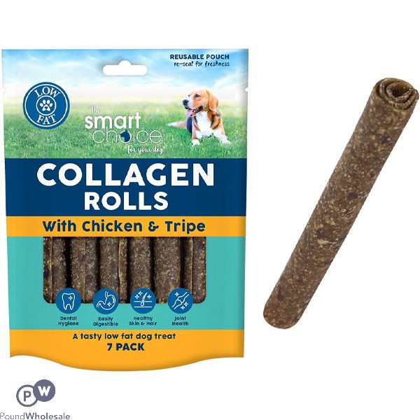 Smart Choice Chicken & Tripe Collagen Rolls Dog Treats 7 Pack 105g