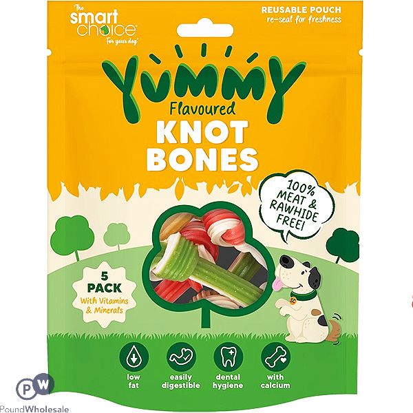 Smart Choice Meat-Free Yummy Knot Bones Dog Treats 5 Pack 160g