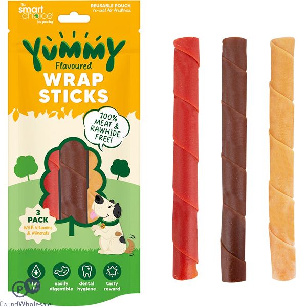 Smart Choice Meat-Free Yummy Wrapped Stick Dog Treat 3 Pack 130g