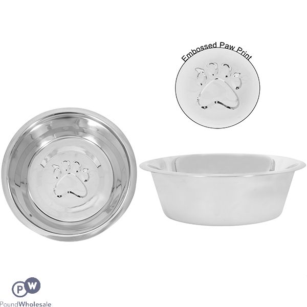 Smart Choice Stainless Steel Embossed Pawprint Pet Bowl 2500ml