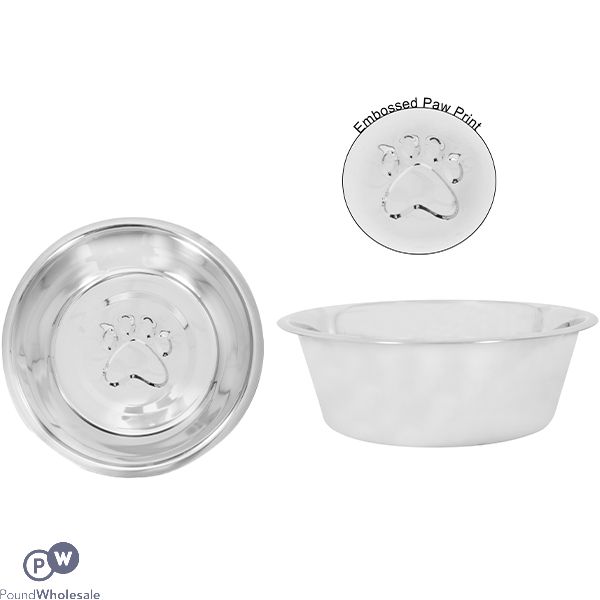 Smart Choice Stainless Steel Embossed Pawprint Pet Bowl 3900ml