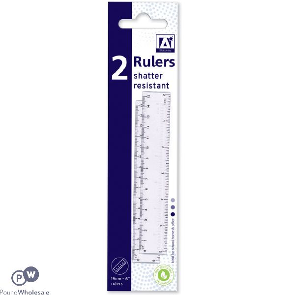Shatter Resistant 15cm-6" Rulers 2 Pack