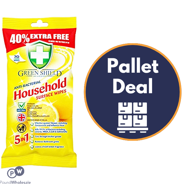 Greenshield Household Anti-bacterial Wipes 70 Sheets Pallet Deal